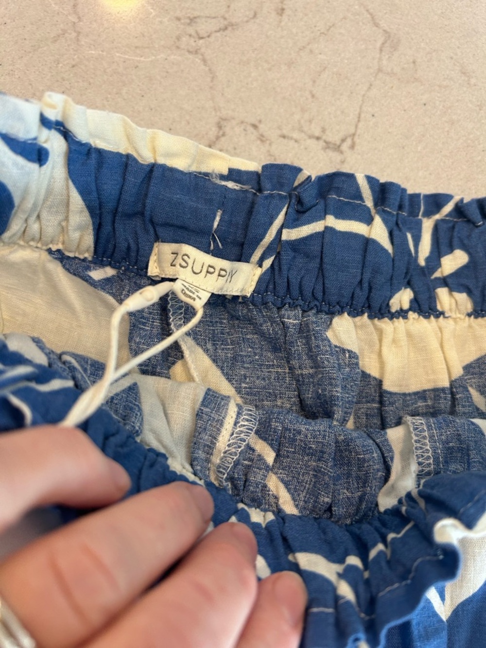 Z Supply Navy & Cream Floral Drawstring Shorts - Picture 3 of 4